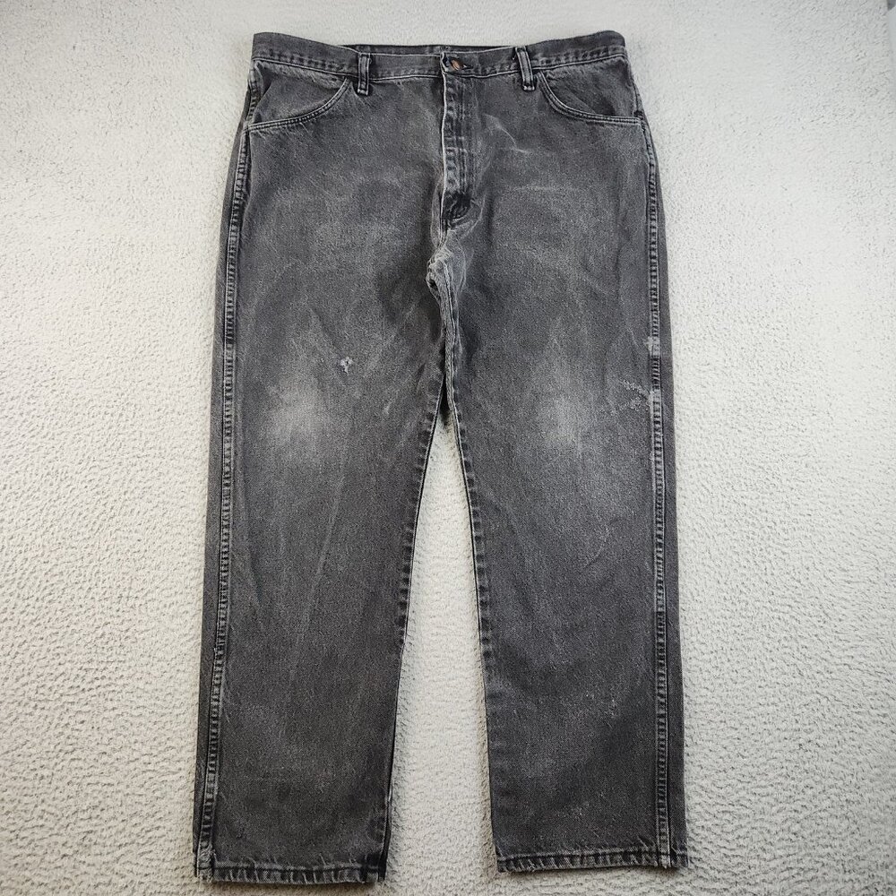 Rustler Jeans Mens 40x30 Black Straight Leg Pants Charcoal Wash Denim 90s Grunge